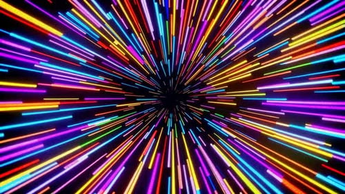 Colorful Neon Warp Speed Hyperspace Starburst Animation