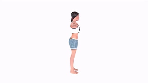 3D Model of Woman Rotating in T-Pose