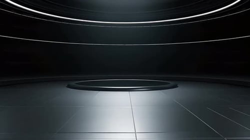 Futuristic Dark 3D Studio Stage Background with Animated Glowing Lines