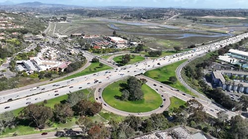 Aerial View of Highway Interchange and Junction San Diego Freeway Interstate 5 California