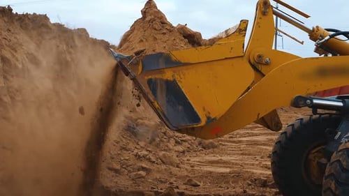 Excavator Digging a Quarry Industrial Construction Preparing the Area for Construction