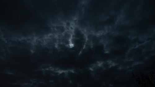 Time-Lapse of Ominous Dark Clouds at Night