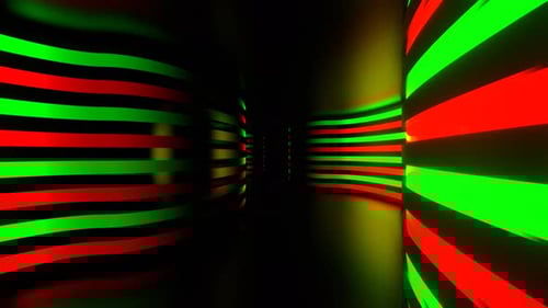Green And Red Neon Curved Walls Tunnel Background Vj Loop In 4K