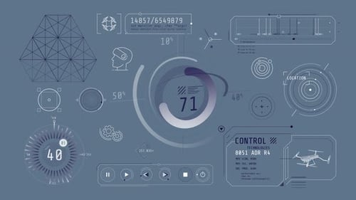 Animation of Infographics About Drones and Virtual Reality on Alpha Channel