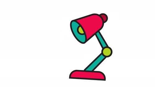 Animated study lamp icon . Seamless looping video with alpha channel on transparent background