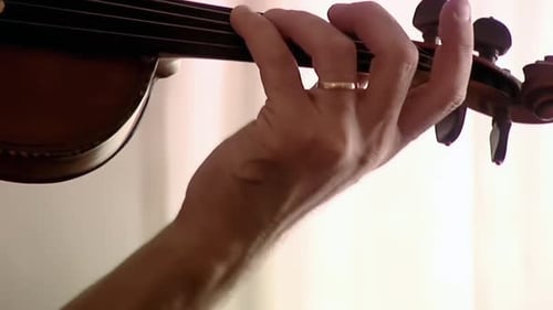 Close-Up of Violin Playing Indoors