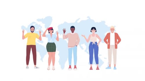 Animated Diverse People Chatting Globally With Speech Bubbles