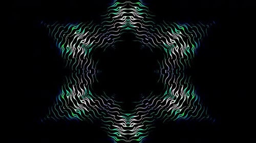 Dynamic Abstract Kaleidoscope of Glowing Wavy Lines