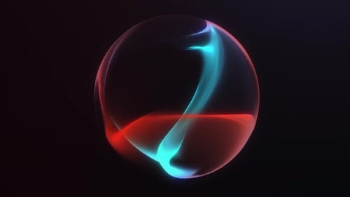 4K seamless loop with soft neon gradient waves forming a stylish minimal futuristic orb