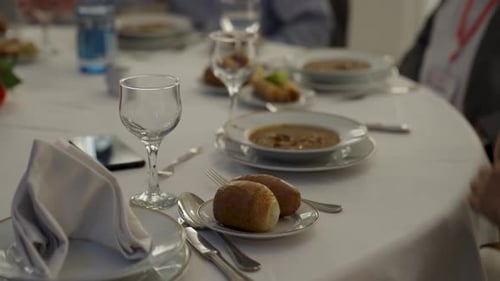 Formal Banquet Table Setting at a Corporate Event