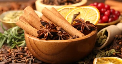 Cinnamon, Star Anise and Other Spices in Bowl