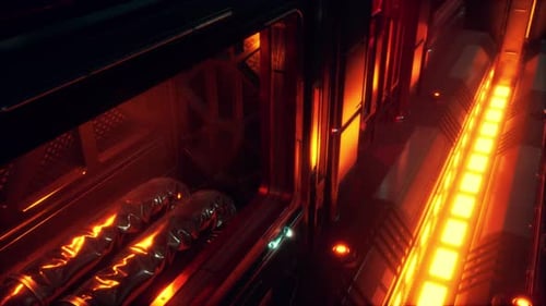 Science-Hintergrund-Fiktion, Innenraum, Science-Fiction-Raumschiff-Korridore
