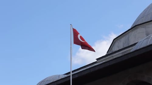 Turkish Flag Waving in the Wind