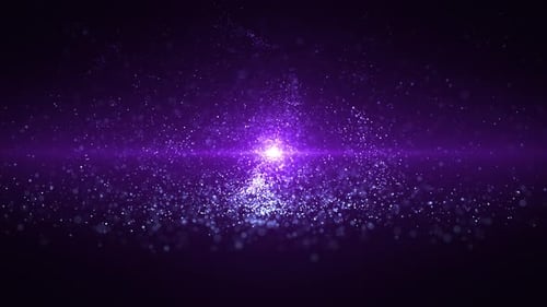 Abstract background of bright glowing purple particles. Animation of magic dots. Glitter