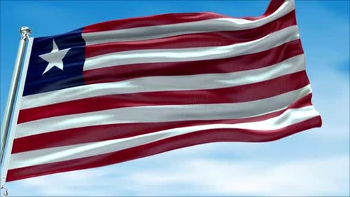 Liberia National Flag Realistic Waving Loop