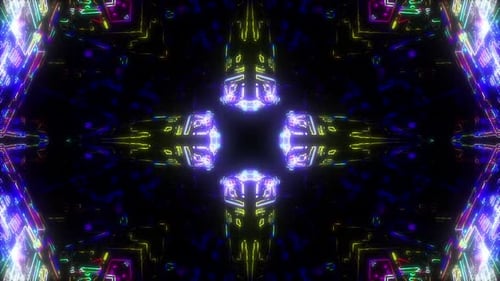 Abstract Futuristic Neon Lights Sci-Fi Tunnel Loop