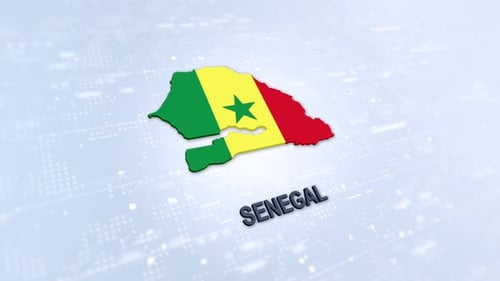 Animated 3D Map of Senegal with Flag and Country Name