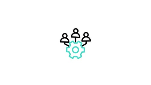 Animated Corporate Teamwork Icon with Rotating Gear