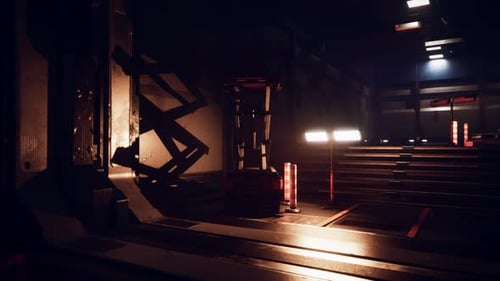 Spaceship Corridor of Futuristic Tunnel with Light