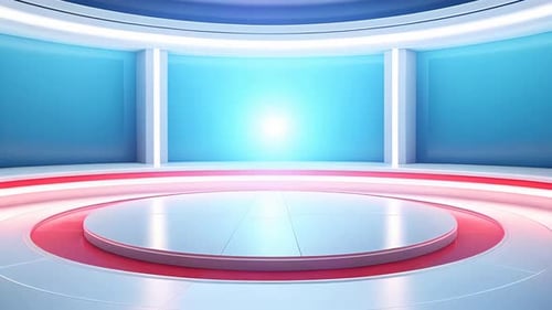 podium Futuristic showcase with platform for product displaying. Empty modern stage display