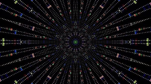 Abstract background moving stripes and flashing with shining light dots. Animation with circles