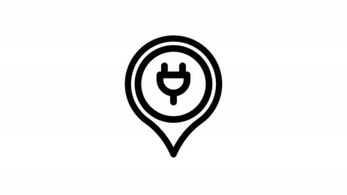 Electric Car Charging Station Map Pin Icon Animation