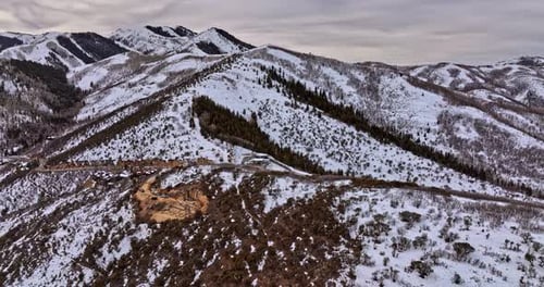 Park City Utah Aerial v25 high altitude panning view capturing spectacular and breathtaking mountain