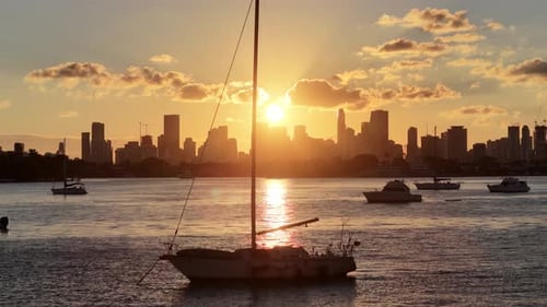 Sunset Bay At Miami Beach In Florida United States.