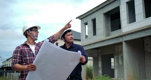 Group of young asian of building architect construction engineer have meeting