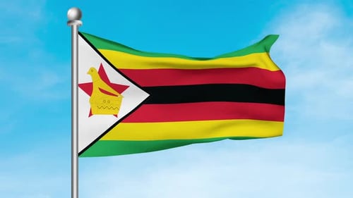 Realistic Animated Flag of Zimbabwe Waving in Wind