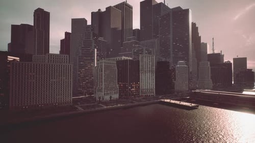 Aerial View of City Skyscrapers