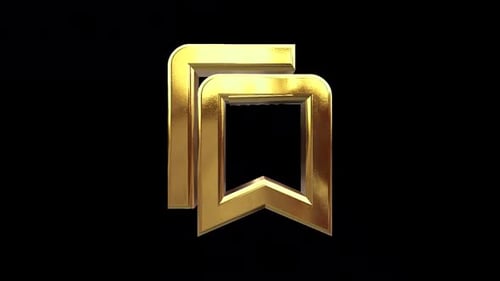 Rotating Shiny Golden Bookmark Icon 3D Animation