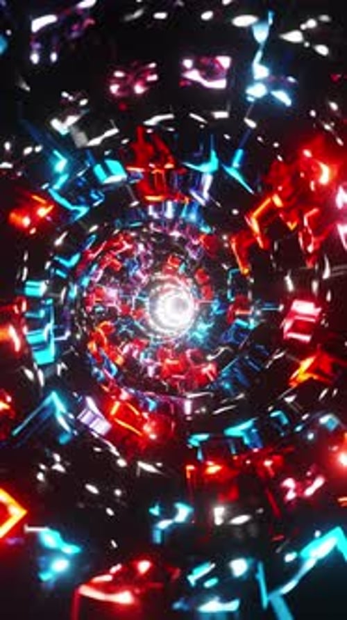 Gliding Through the Rainbow Vortex. Vertical looped animation