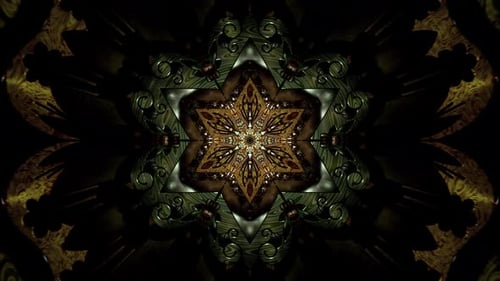 Complex ornamental mandala swirling metallic shapes meditative ornament symmetrical kaleidoscope