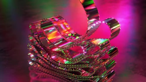 Pink Crystal Ribbons on an Abstract Background