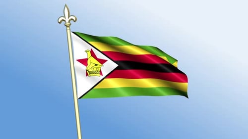 Zimbabwe National Flag Waving in Realistic Looping Animation