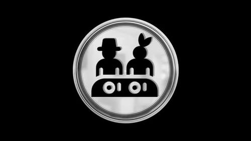Animated People Icon on Rotating Metallic Silver Coin
