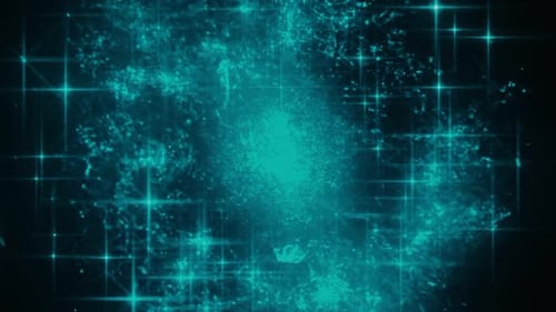 Green Shiny Stars And Glowing Background