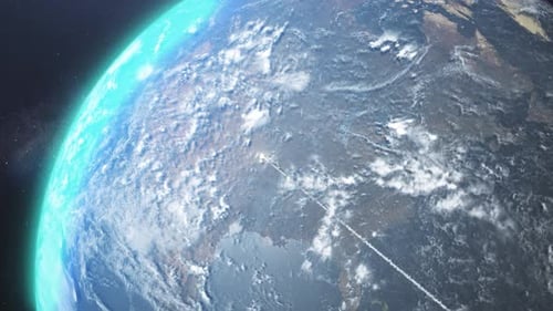 intercontinental Missile with nuclear warhead Hitting USA, Outer space