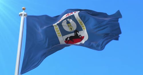 Flag of Comrat Waving in the Wind with Blue Sky