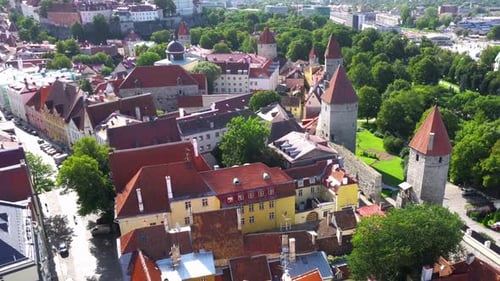 Tallinn Old Town Capital of Estonia Aerial View