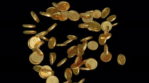 Falling Golden Dollar Coins Smooth Loop Animation