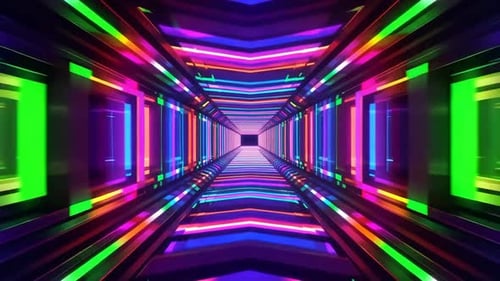 Colorful Neon Sci Fi Infinite Tunnel VJ Loop