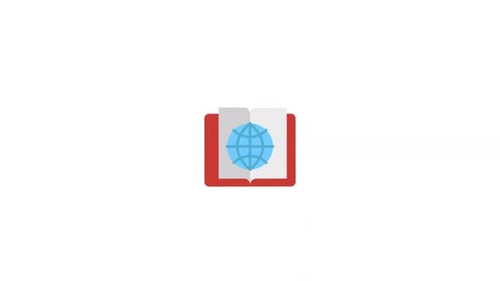 Flat Design Animated Book and Globe Icon