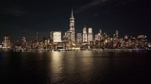 Night Skyline of New York Skyline At Manhattan In New York United States.