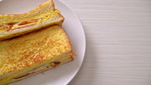 Ham and Cheese Sandwich on a Plate