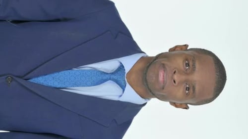 Adult In Suit Close Up on White Background