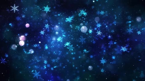 Animated Blue Snowflakes Falling Loop Background