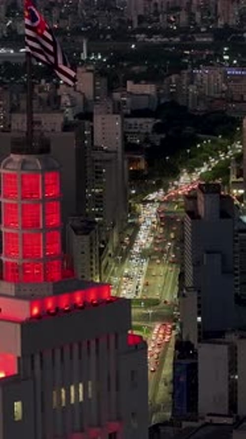 Famous Santander Lighthouse In Downtown Sao Paulo Brazil.
