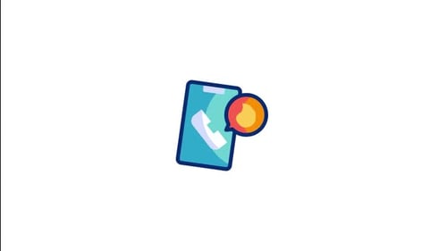Animated Smartphone Hot Call Flat Design Icon
